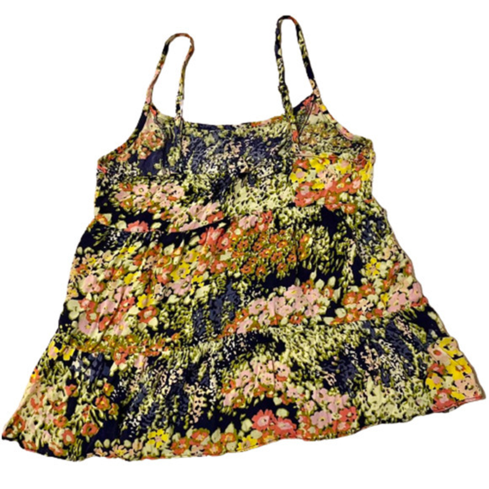 NWOT‎ Size Large Watercolor Floral Tank Swing Tiered Boho Flattering Peplum